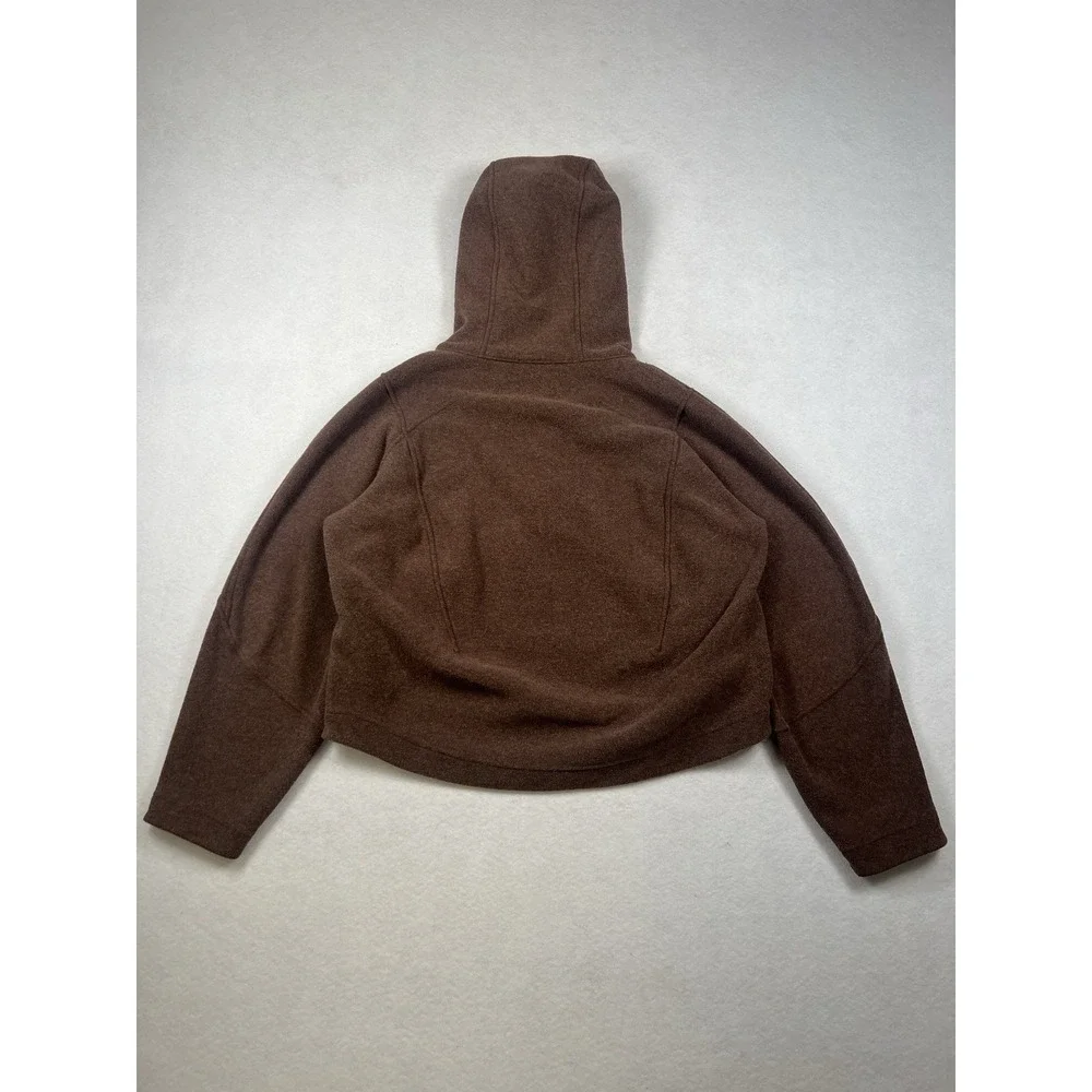 Lululemon Looped Terry Fleece Half-Zip Hoodie Sweatshirt Womens Sz 4 Java Active - Picture 2 of 12
